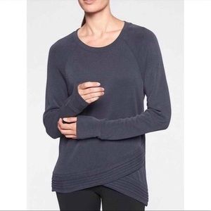 Athleta Serenity Criss Cross Sweatshirt Navy Blue XS